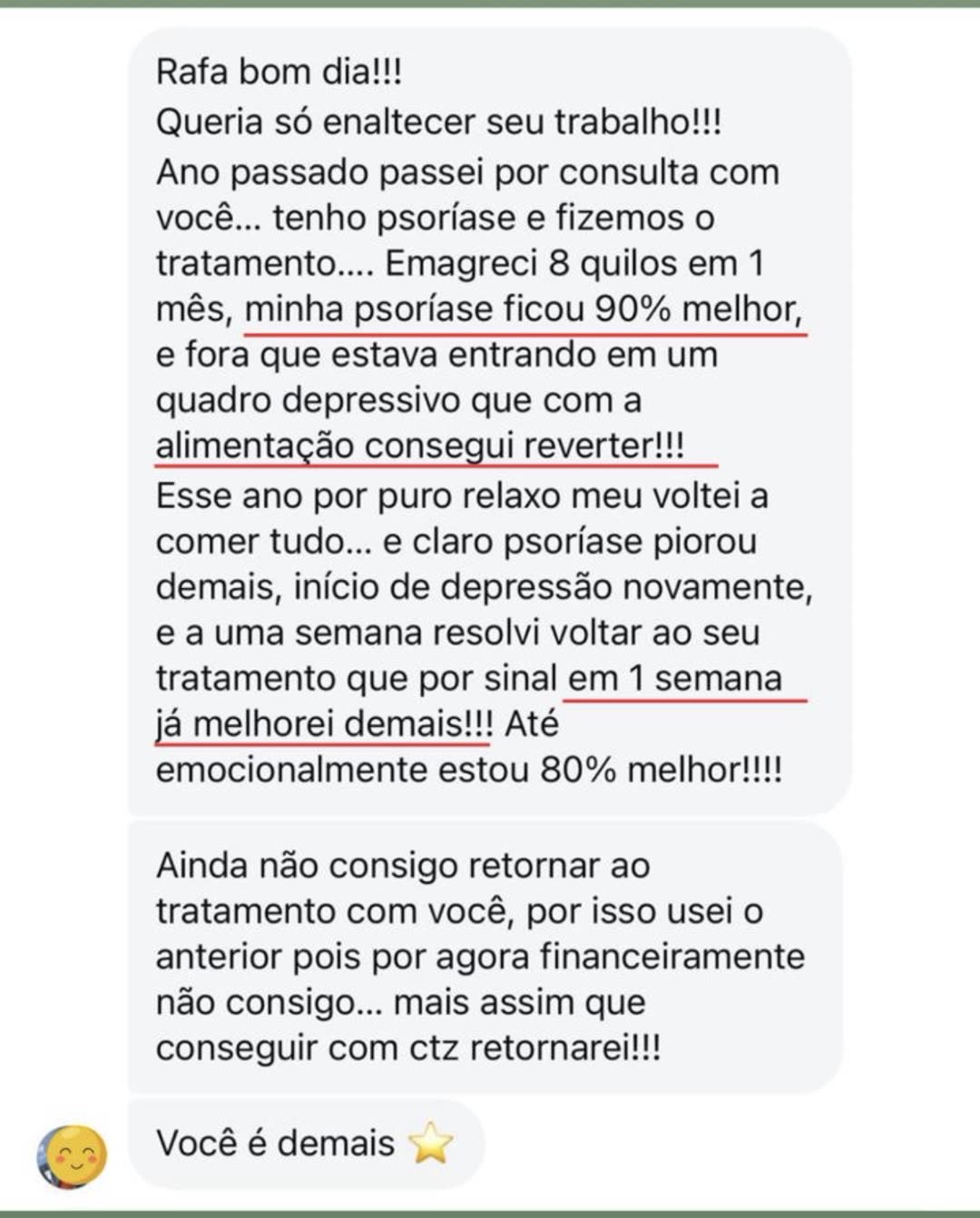 Relato: psoríase 90% melhor
